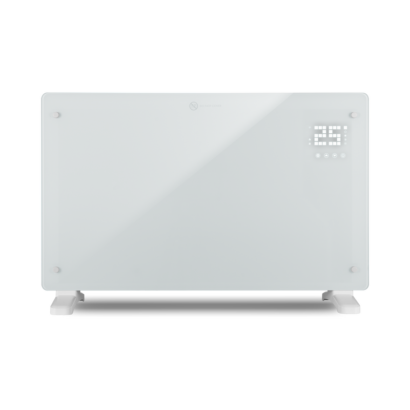 Devola Designer 2kW Smart Glass Panel Heater with Timer White - DVPW2000WH