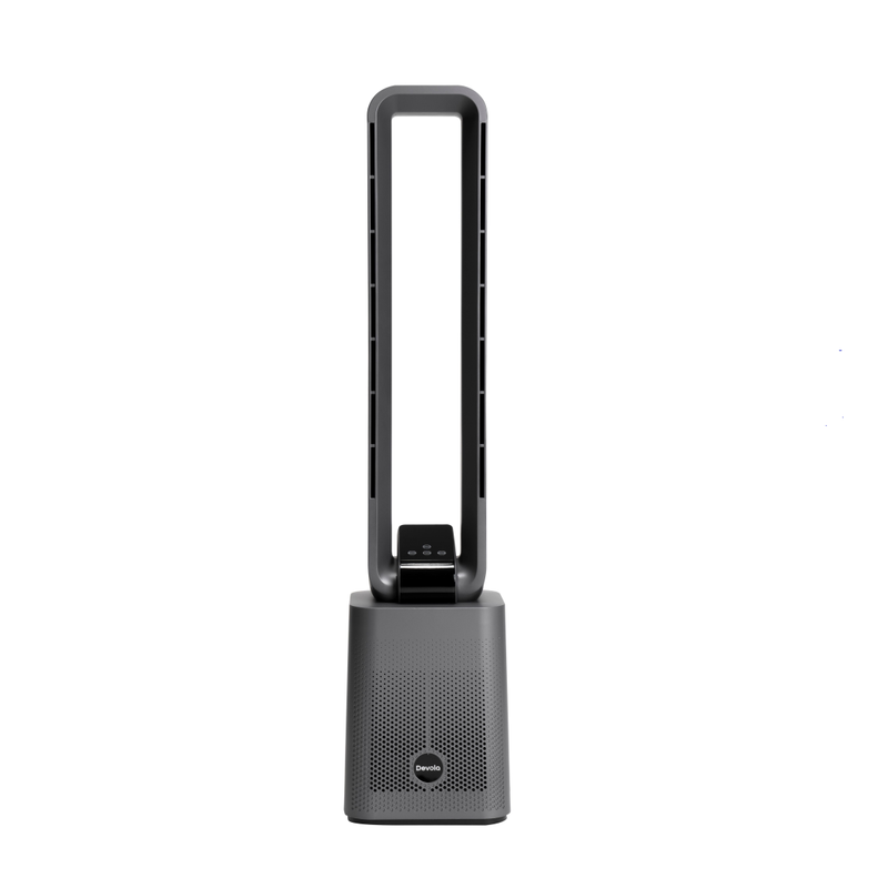 Devola Bladeless Tower Fan With Carbon Air Filter, 12 Speeds & Remote In Grey - DVBAM07, Image 1 of 8