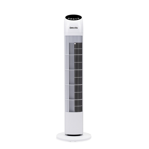 Devola Tower Fan - 3 Speed, 12 Hour Timer, Remote Controlled - White - DV33TFWH