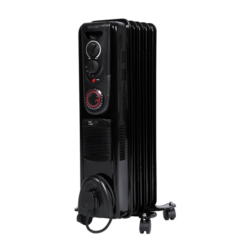 Devola 1500W Oil Filled Radiator (Black) - DVSOR5F15B, Image 1 of 7