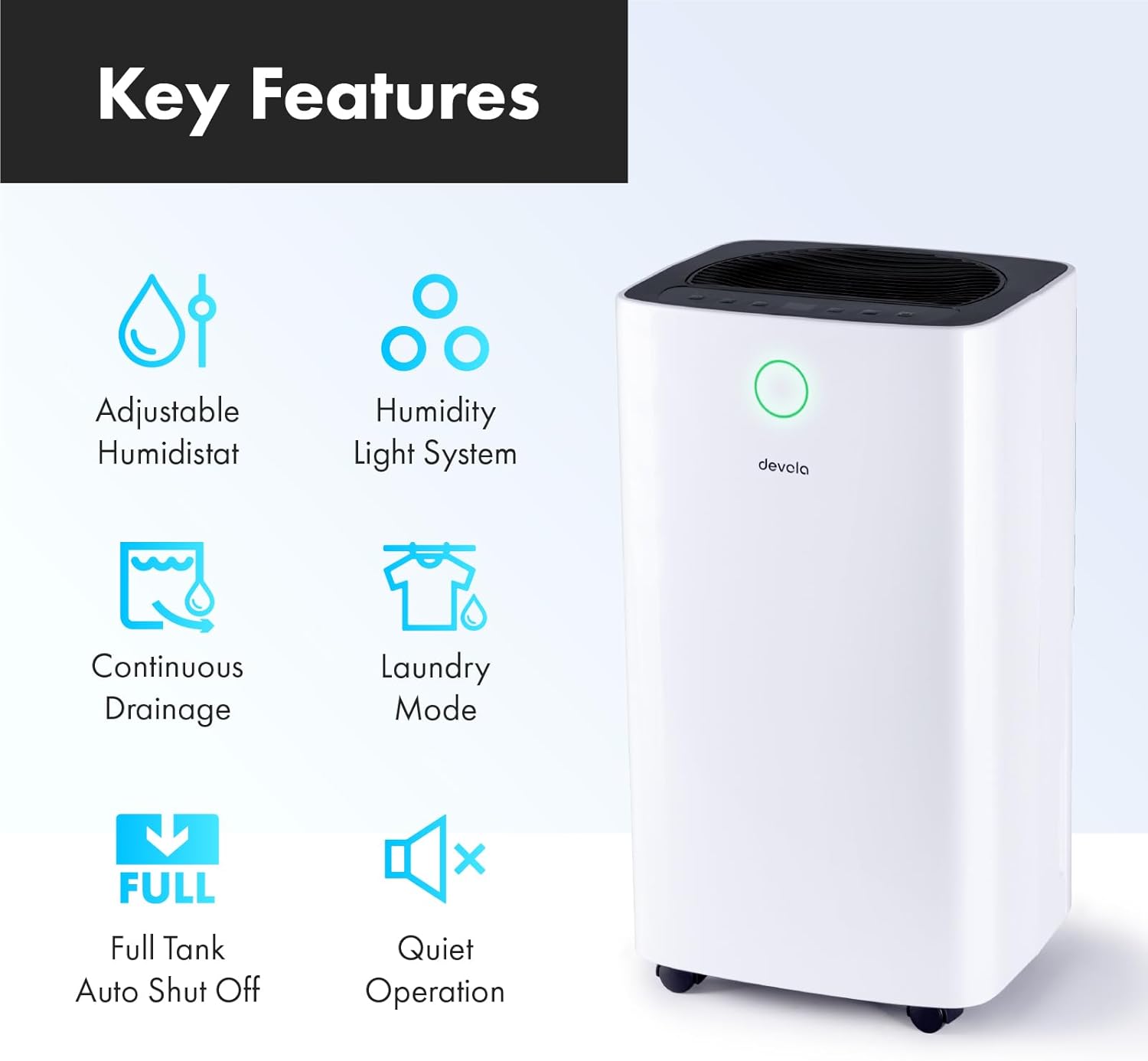 Devola 20L Compressor Dehumidifier & Air Purifier With HEPA Filter & Wi-Fi - DV20LWF