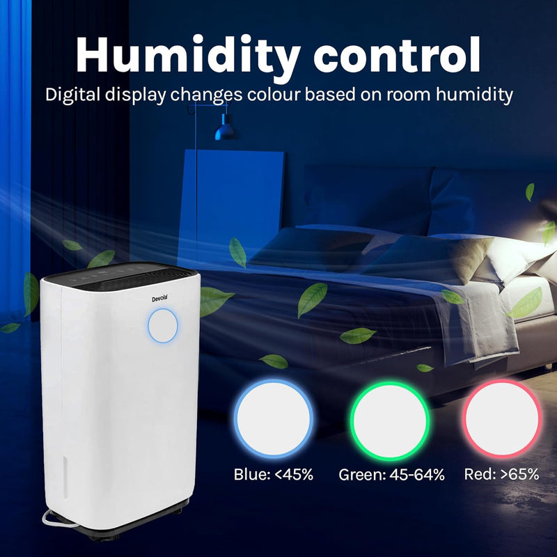 Devola 25L Compressor Dehumidifier & Air Purifier with HEPA Filter, White - DV25L, Image 13 of 16