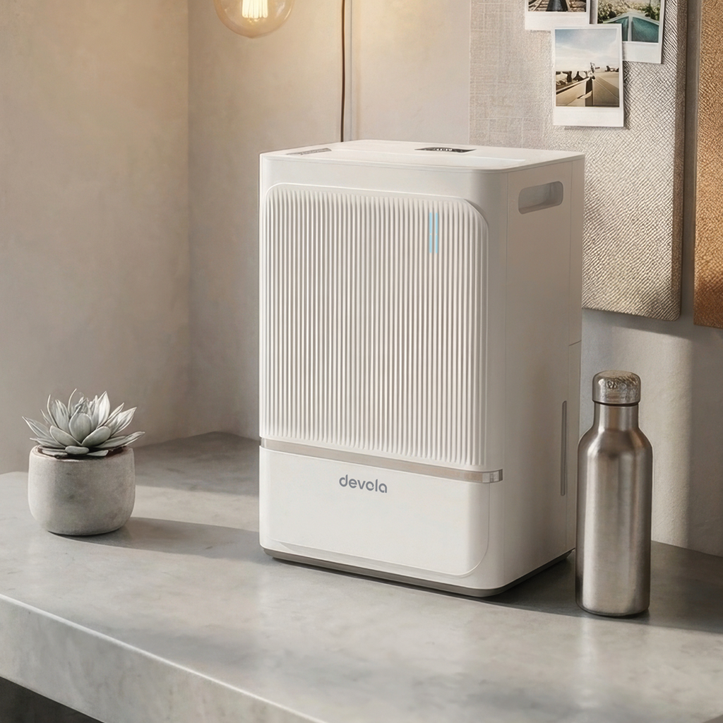 Devola 8L Compact Compressor Dehumidifier with Dust Proof Filter, White - DV8L