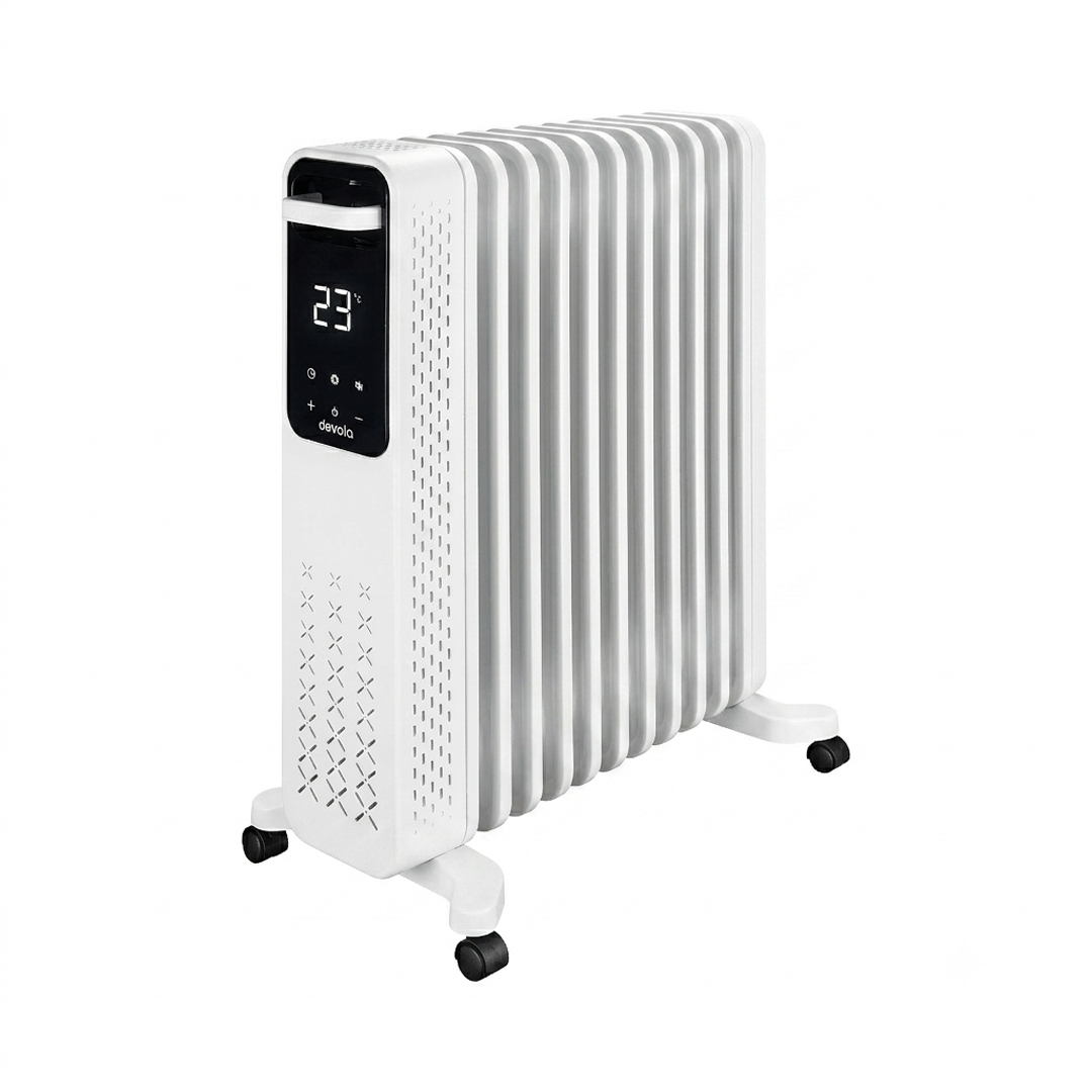 Devola 2500W Oil Filled Radiator 11 Fin, White - DVOFR2500W