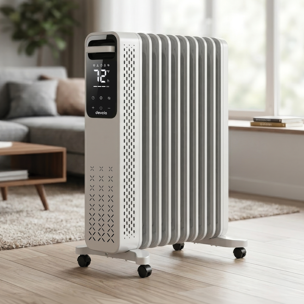 Devola 2500W Oil Filled Radiator 11 Fin, White - DVOFR2500W