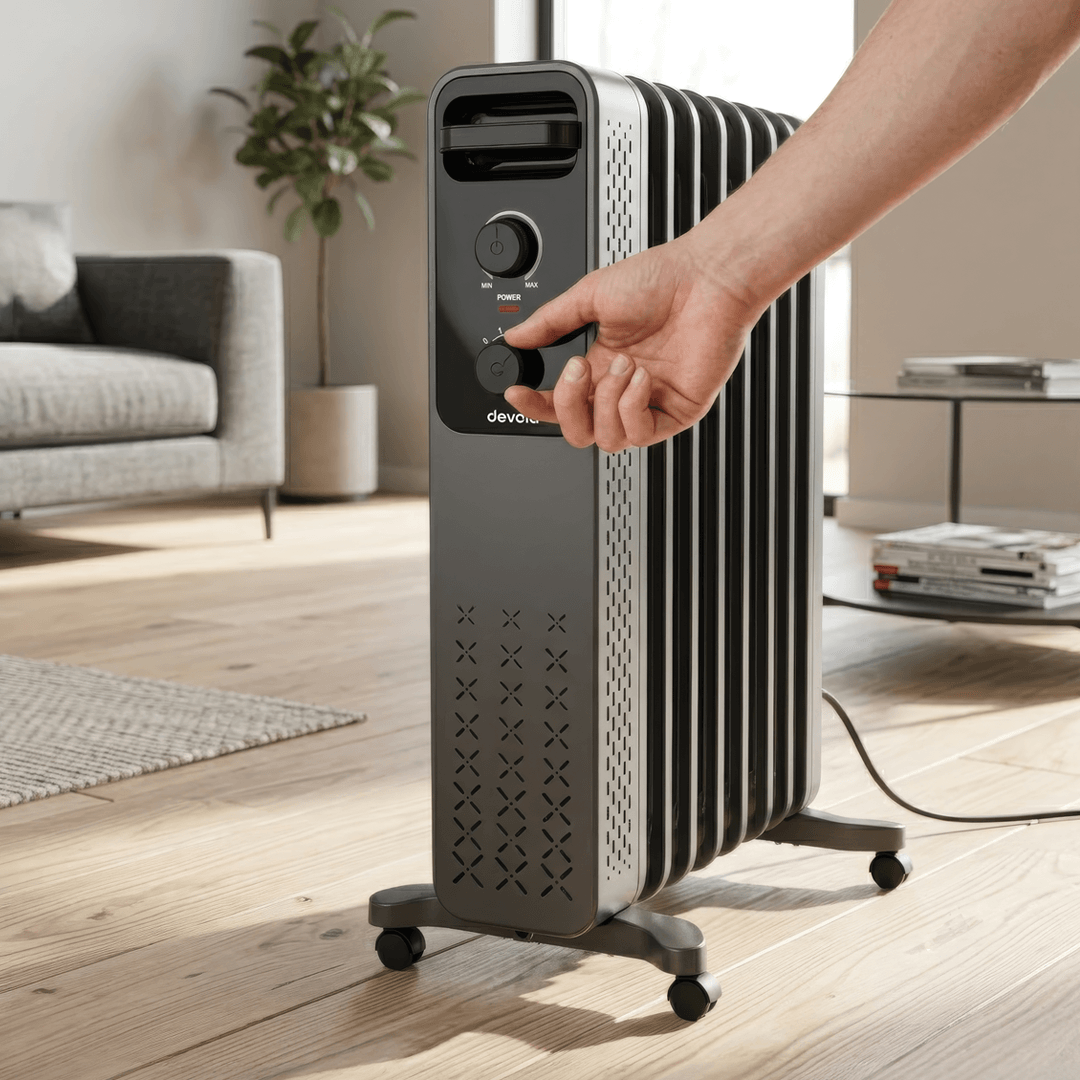 Devola 2500W Oil Filled Radiator with Mechanical Timer, Anthracite - DVOFRM2500B