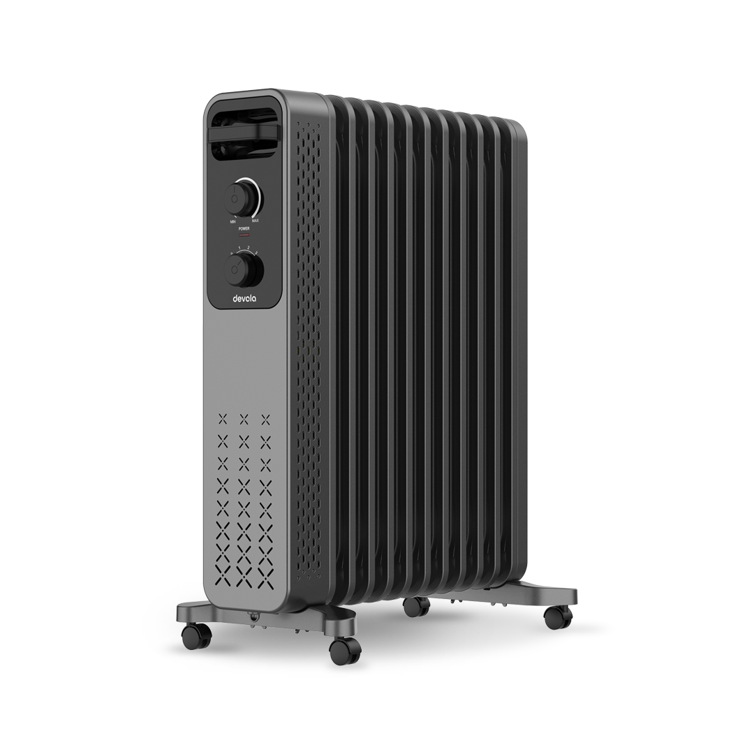 Devola 2500W Oil Filled Radiator with Mechanical Thermostat, Anthracite - DVOFRM2500B