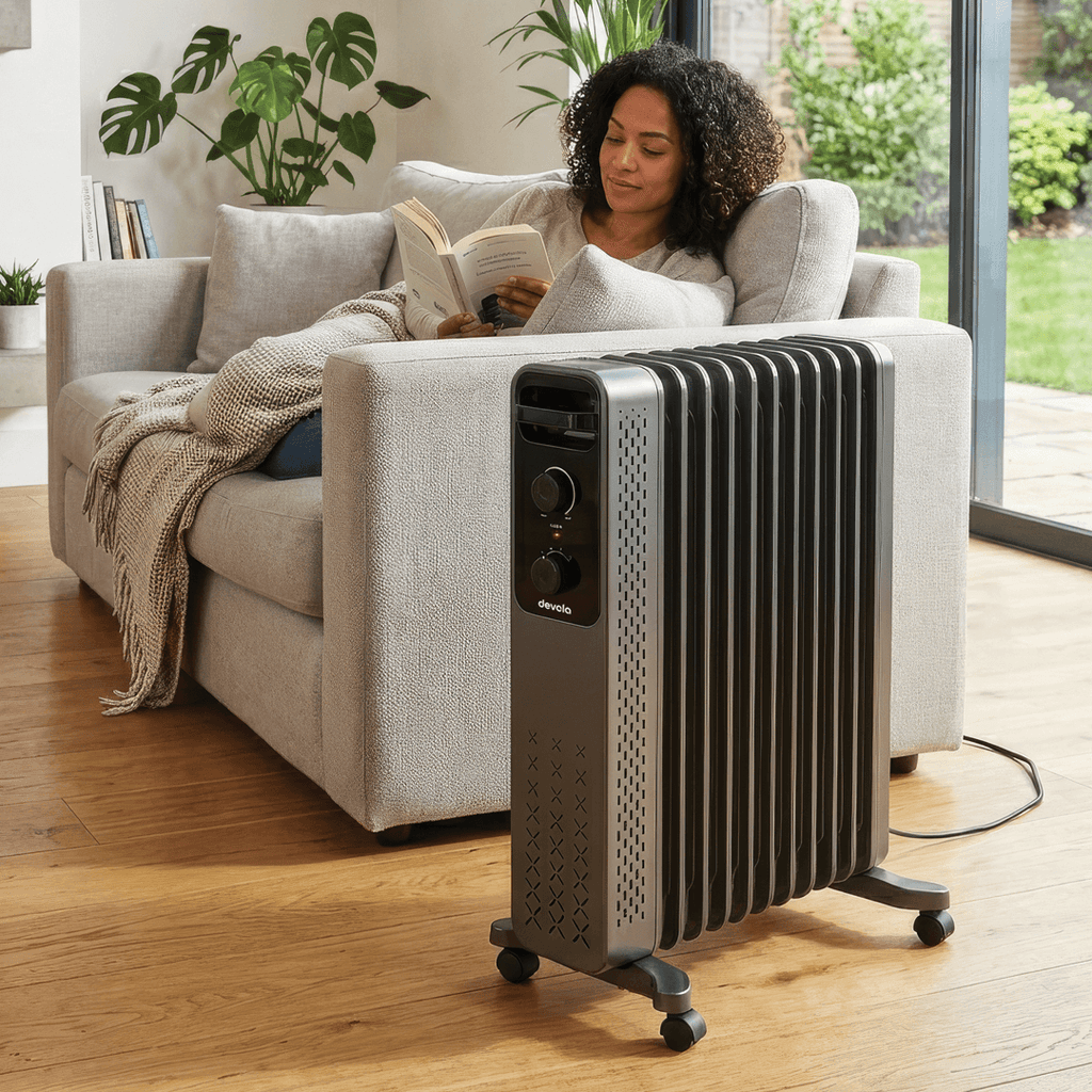 Devola 2500W Oil Filled Radiator with Mechanical Timer, Anthracite - DVOFRM2500B