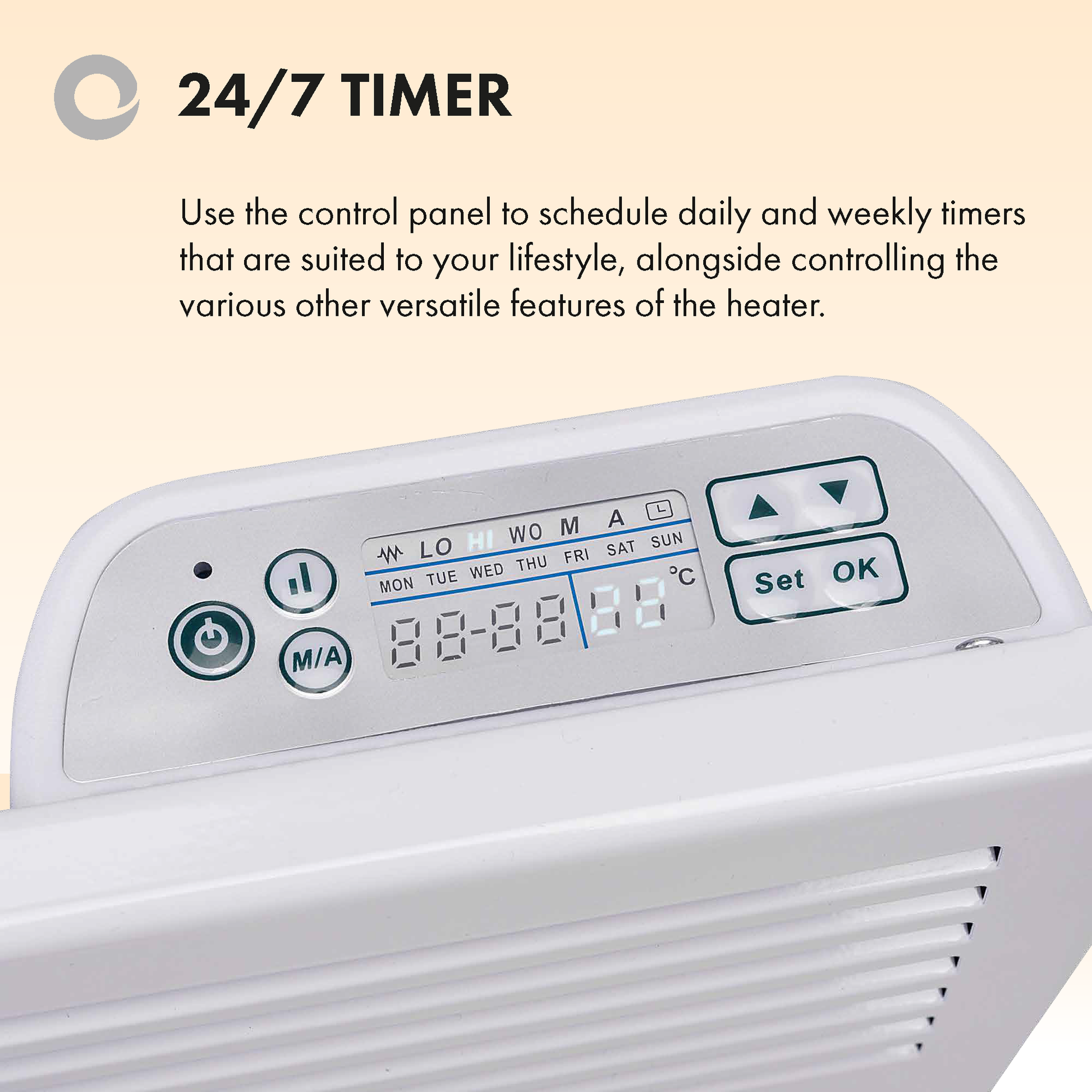 Devola-M 2400W Panel Heater with 7 Day Timer IP24 - White DVM2400W - DVNDM24