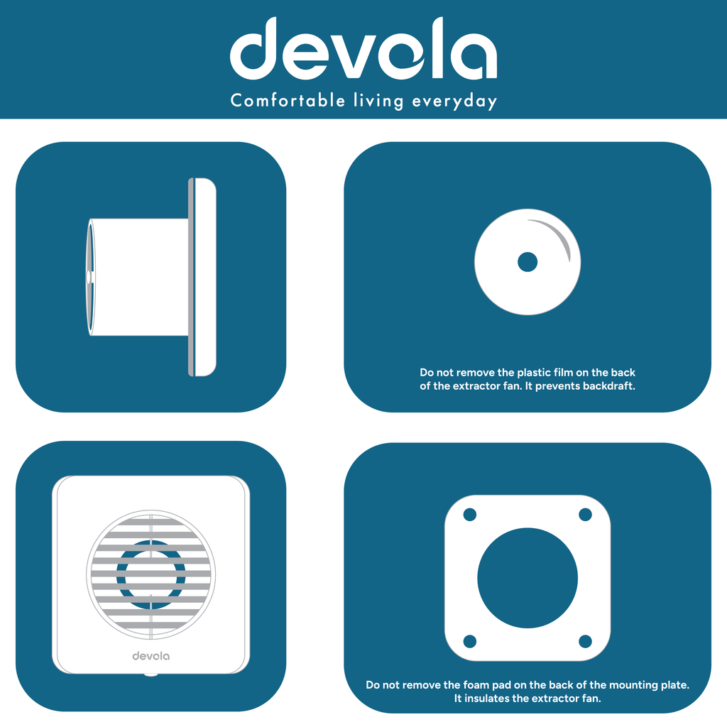 Devola 100mm Axial Bathroom Extractor Fan with Timer - DVF100T