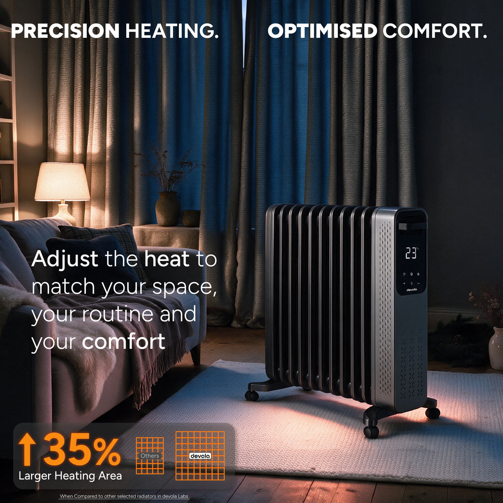 Devola 2500W Oil Filled Radiator 11 Fin, Anthracite - DVOFR2500B