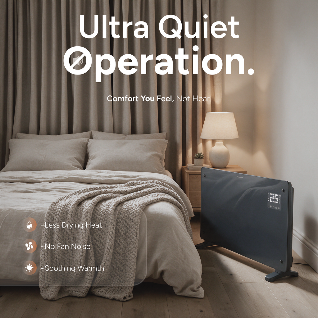 Devola 2000W Glass Panel Heater with Wifi app - Grey - DVPW2000G