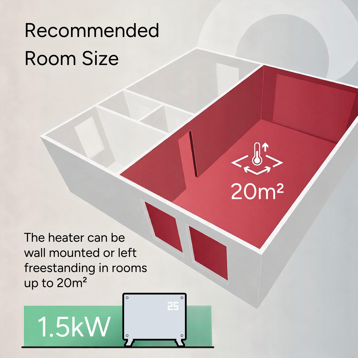 Devola Designer 1.5kW Smart Glass Panel Heater with Timer White - DVPW1500WH