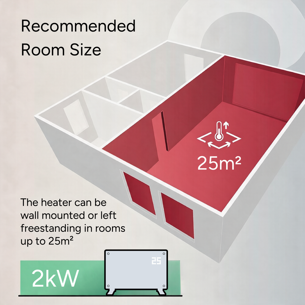 Devola Designer 2kW Smart Glass Panel Heater with Timer White -  DVPW2000WH