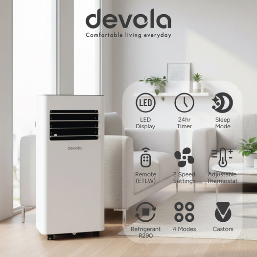 Devola Compact Portable Air Conditioner with Wi-Fi and 2x Window kits