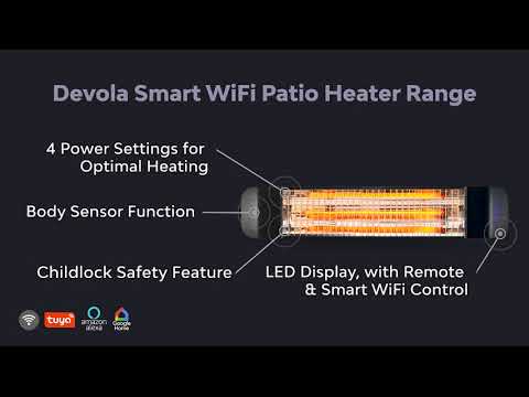 Devola Platinum 1.8kW Wall Mounted Patio Heater - Black - DVPH18PWMB