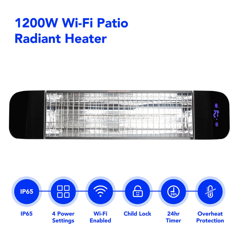 Devola 1200W Wi-Fi Patio Radiant Heater - Black - DVPH1200B, Image 2 of 9