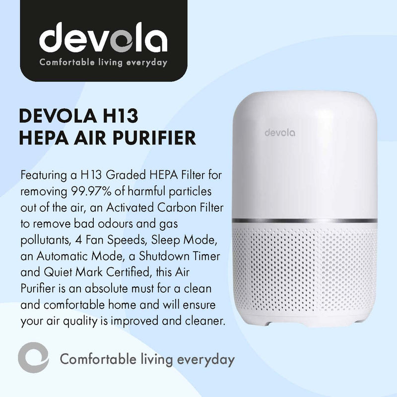 Devola Air Purifier with HEPA and Activated Carbon Filter - DV150APQM, Image 2 of 9