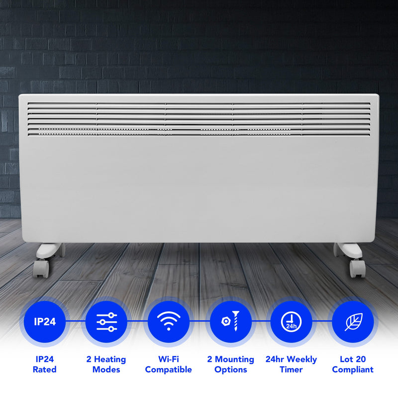 Devola Eco 2.4kw Wi-Fi Panel Heater With 24hr/7 Day Timer - DVM24WF, Image 2 of 8