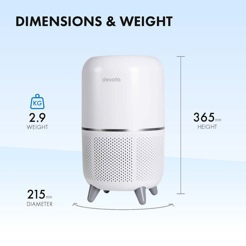 Devola Air Purifier with HEPA and Activated Carbon Filter with Feet - DV150APQMFT, Image 4 of 9