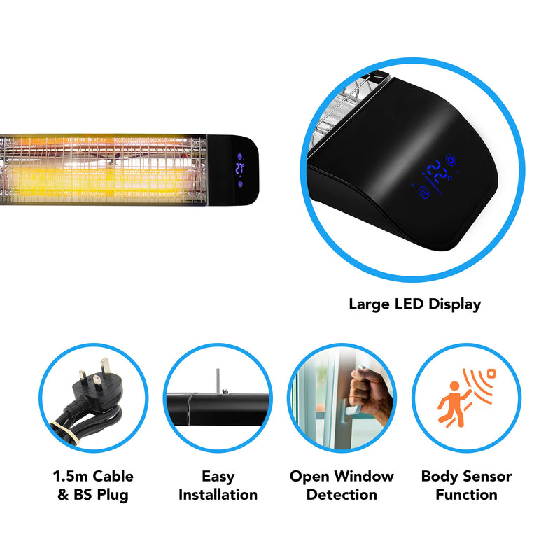 Devola 2000W Wi-Fi Patio Radiant Heater - Black - DVPH2000B, Image 3 of 9