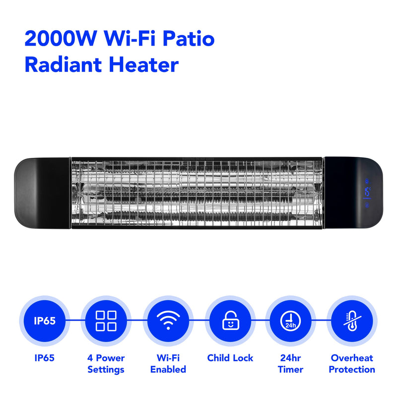Devola 2000W Wi-Fi Patio Radiant Heater - Black - DVPH2000B, Image 2 of 9