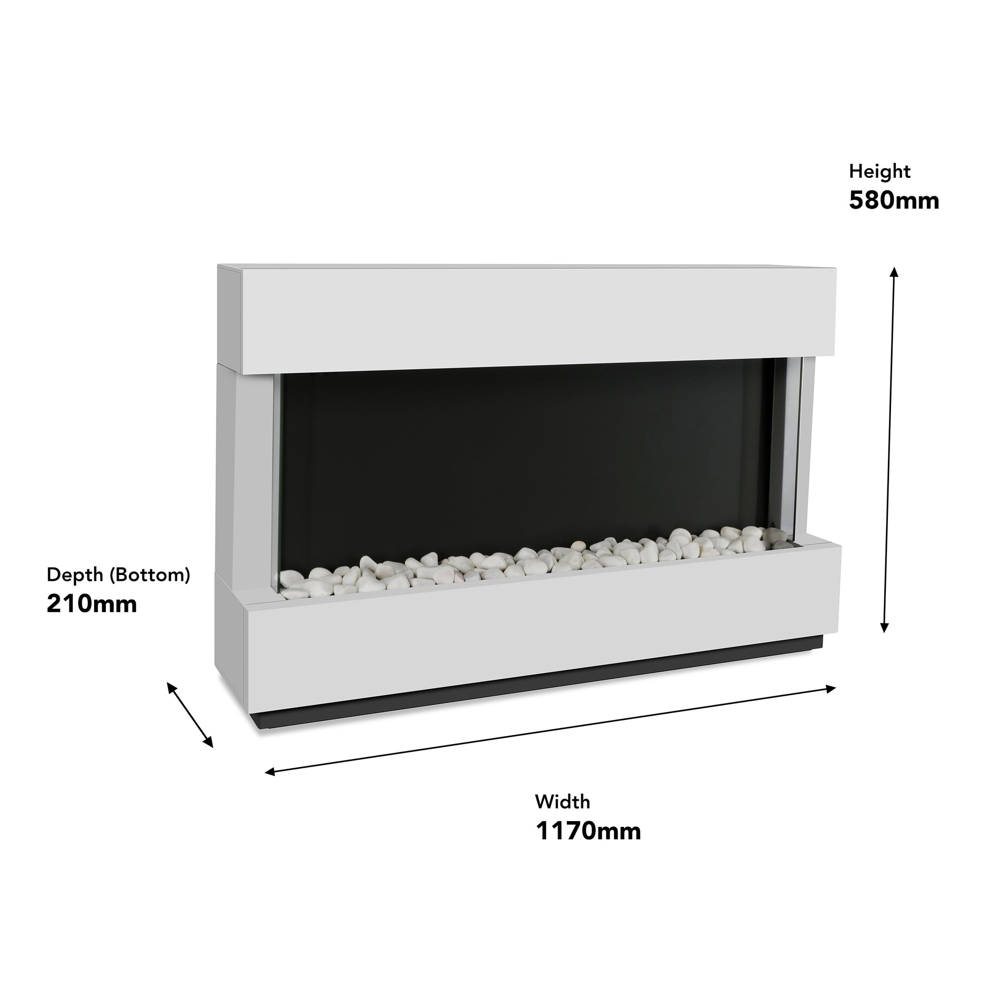 Devola 2kW Electric Fireplace Suite White 580x928mm - DVWFL2000WH