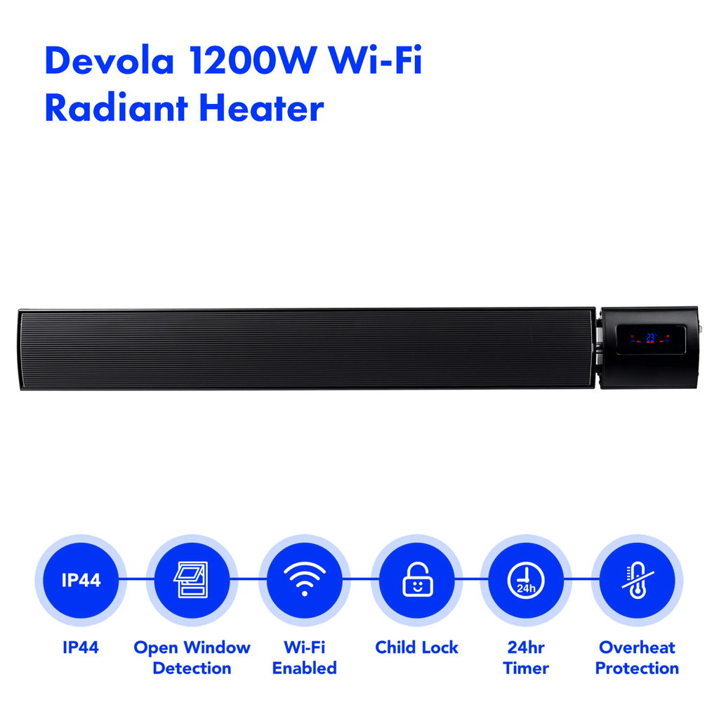 Devola 1.2KW Indoor and Outdoor Wi-Fi Radiant Heater - Black (UK) - DV ...