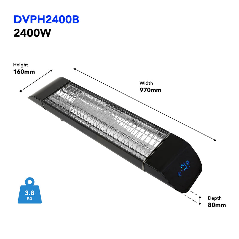 Devola 2400W Wi-Fi Patio Radiant Heater - Black - DVPH2400B, Image 5 of 9