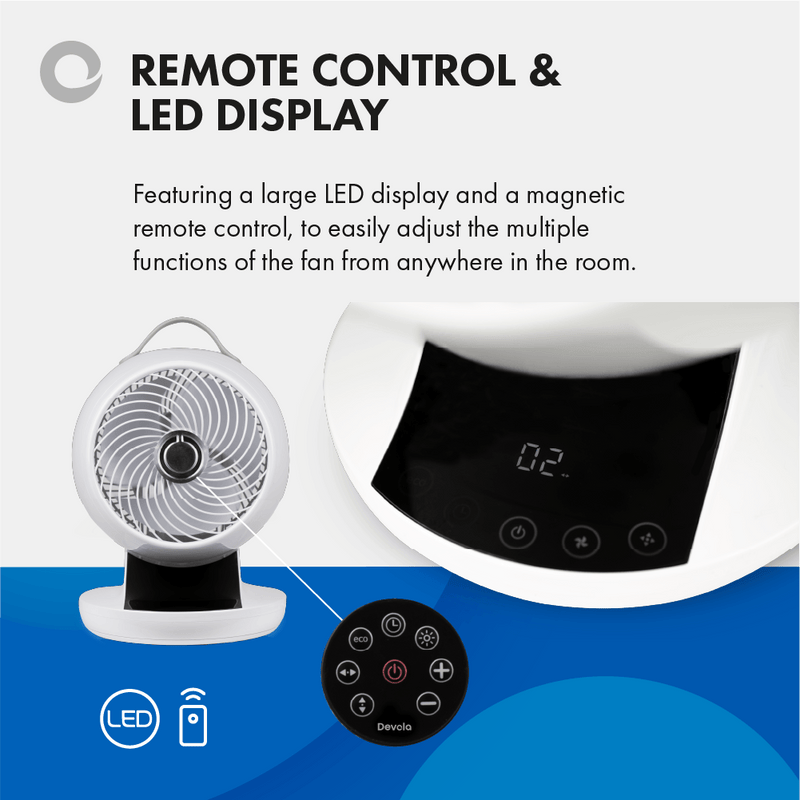 Devola Ultra Quiet 28W 12 Speed 9-inch DC Desk Fan - White - DV9DCDF, Image 8 of 9