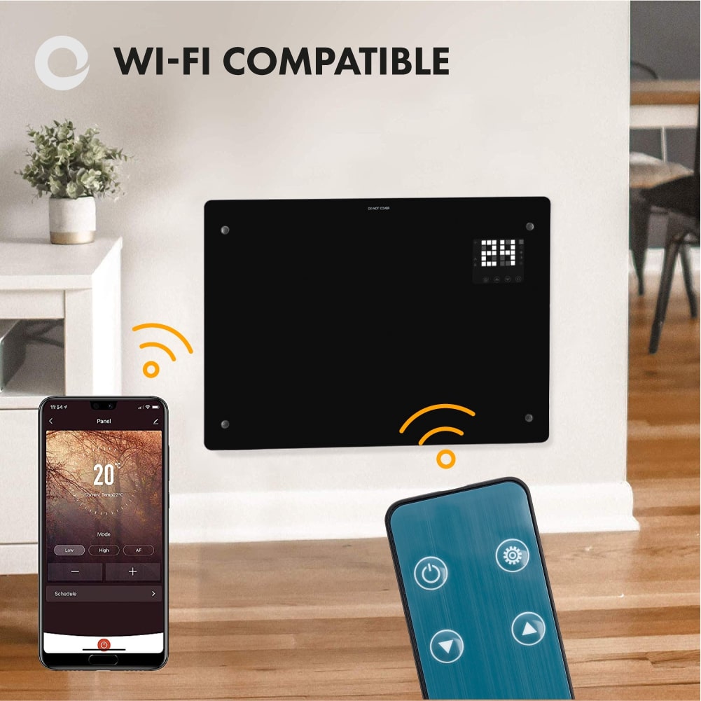 Devola Designer 1.5kW Smart Glass Panel Heater with Timer Black - DVPW –  Devola.co.uk