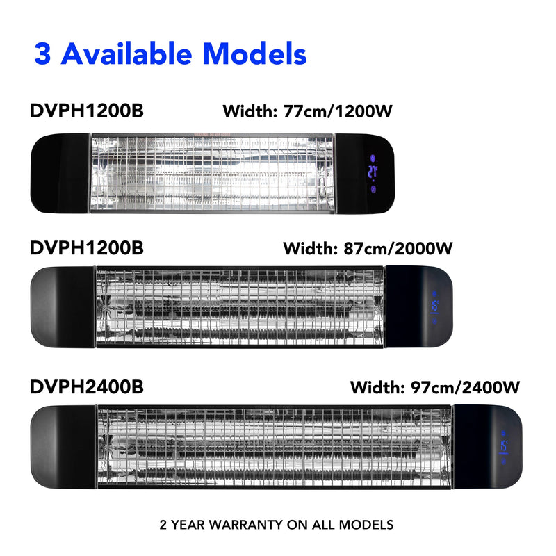 Devola 1200W Wi-Fi Patio Radiant Heater - Black - DVPH1200B, Image 9 of 9