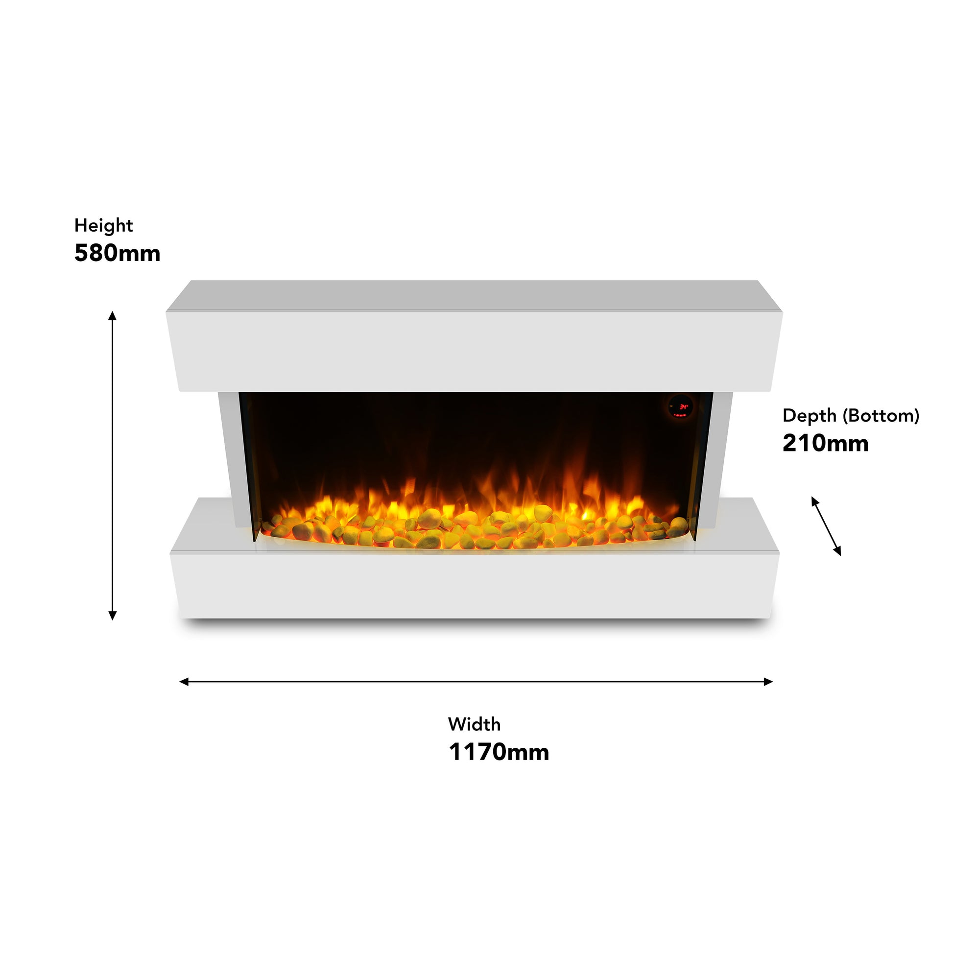 Devola 2kW Electric Fireplace Suite White 558x1170mm - DVWFS2000WH