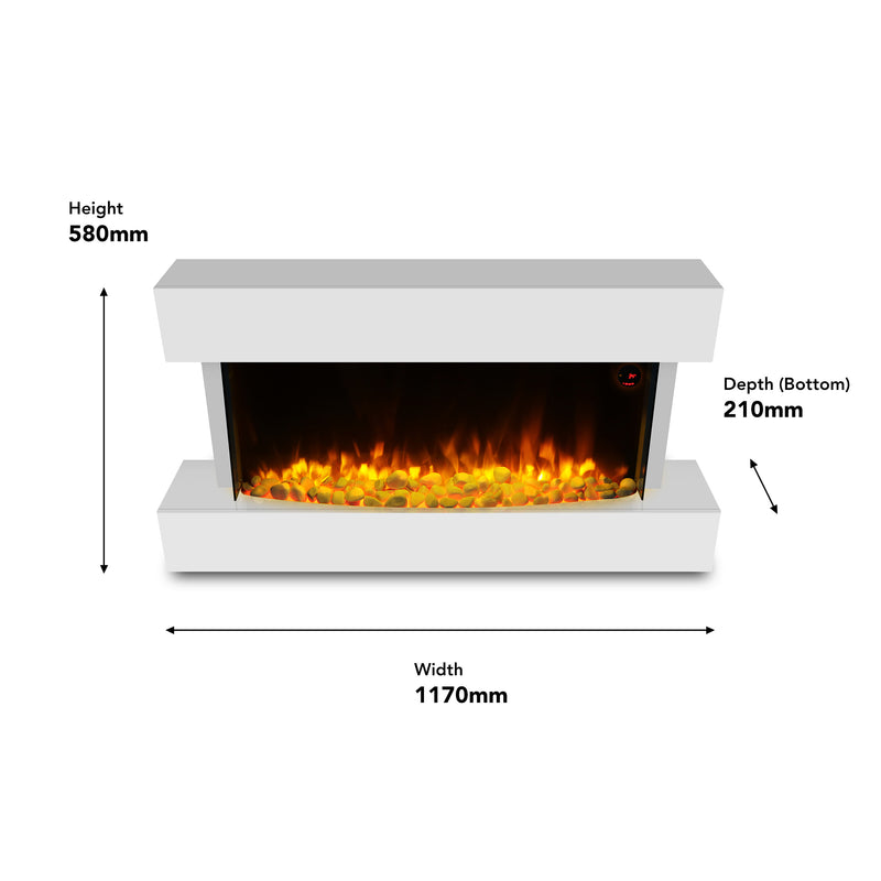 Devola 2kW Electric Fireplace Suite White 558x1170mm - DVWFS2000WH