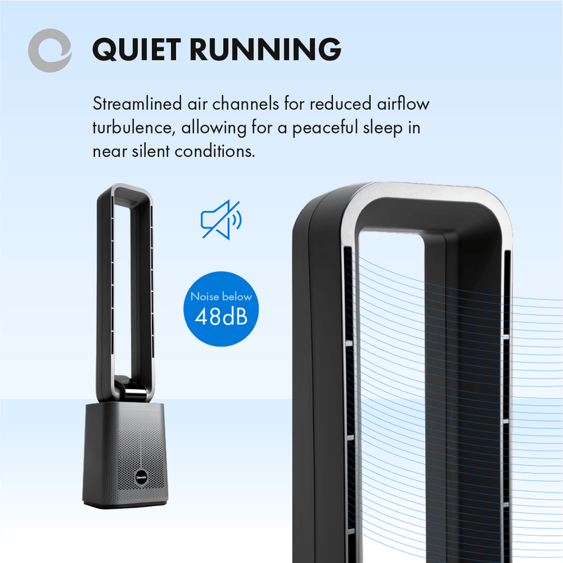 Devola Bladeless Tower Fan With Carbon Air Filter, 12 Speeds & Remote In Grey - DVBAM07, Image 5 of 8