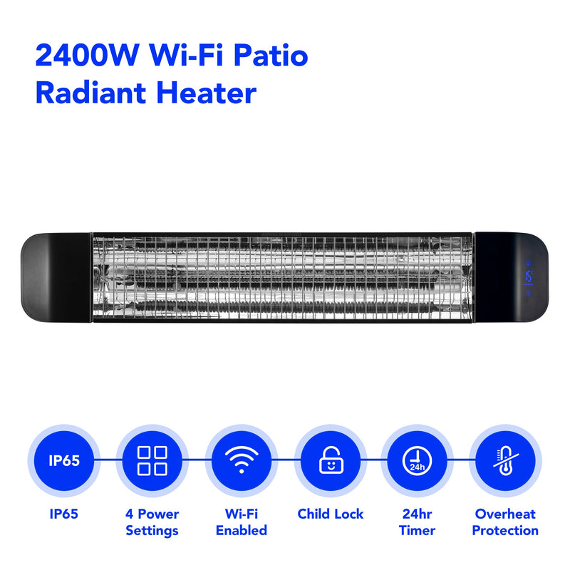 Devola 2400W Wi-Fi Patio Radiant Heater - Black - DVPH2400B, Image 2 of 9