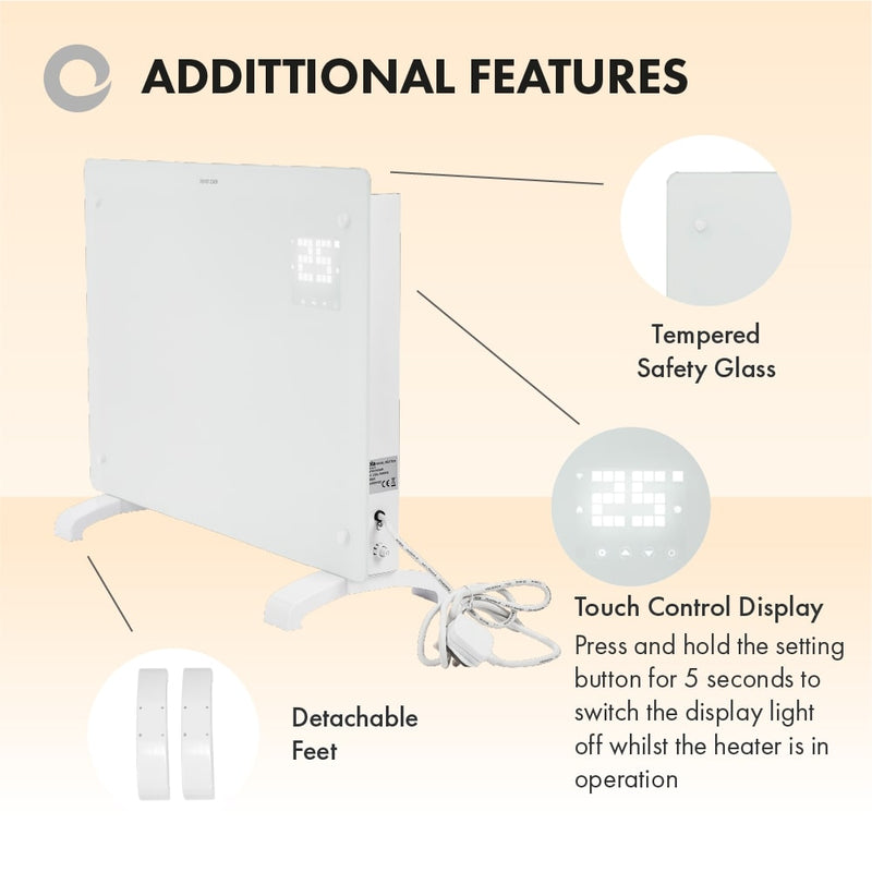 Devola Designer 1.5kW Smart Glass Panel Heater with Timer White - DVPW1500WH, Image 12 of 12