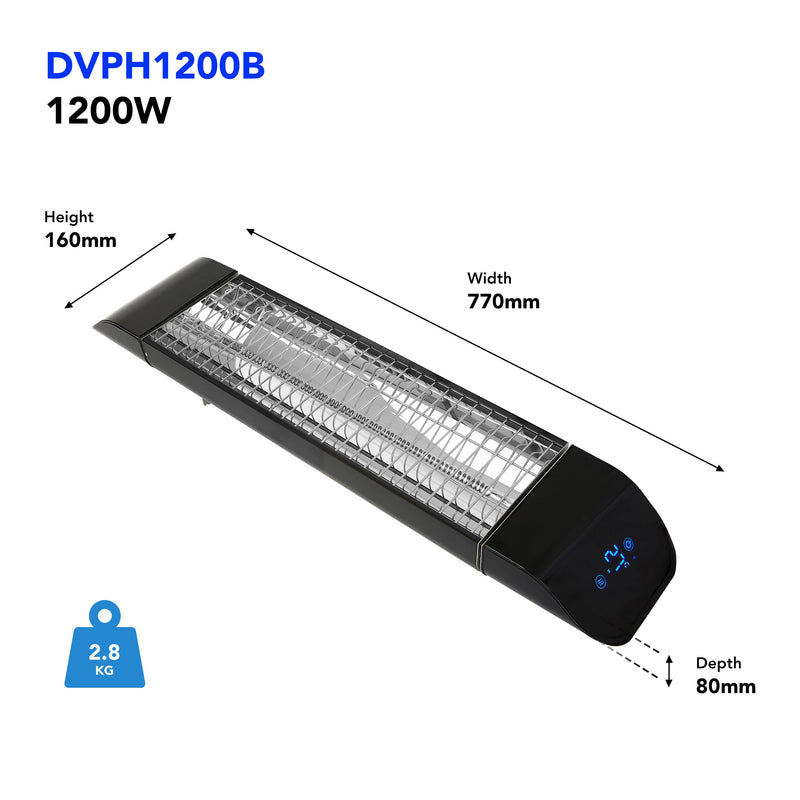 Devola 1200W Wi-Fi Patio Radiant Heater - Black - DVPH1200B, Image 5 of 9