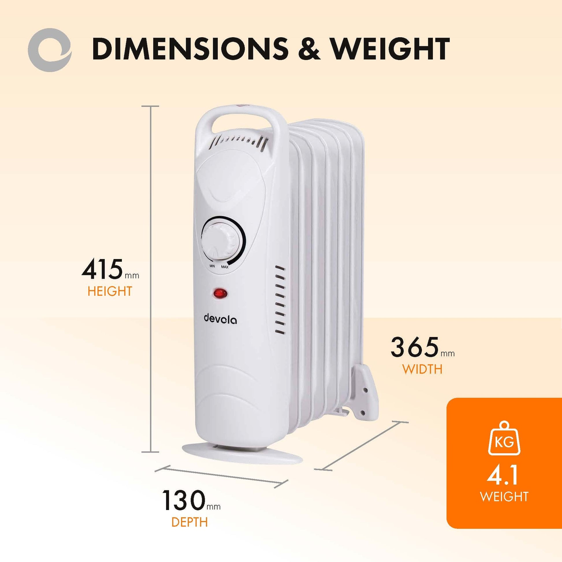 Devola 600W Mini Oil Filled Radiator (White) DVMOR7F06W – Devola