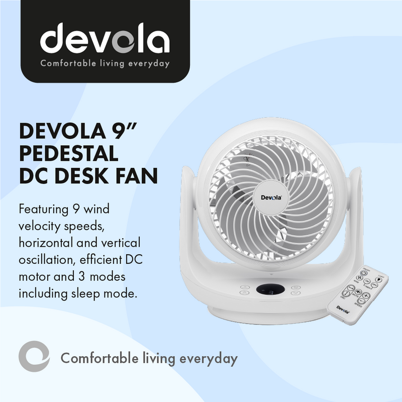 Devola Low Noise DC 9inch Air Circulator Fan White - NEW - DVF9DCFAN, Image 2 of 9