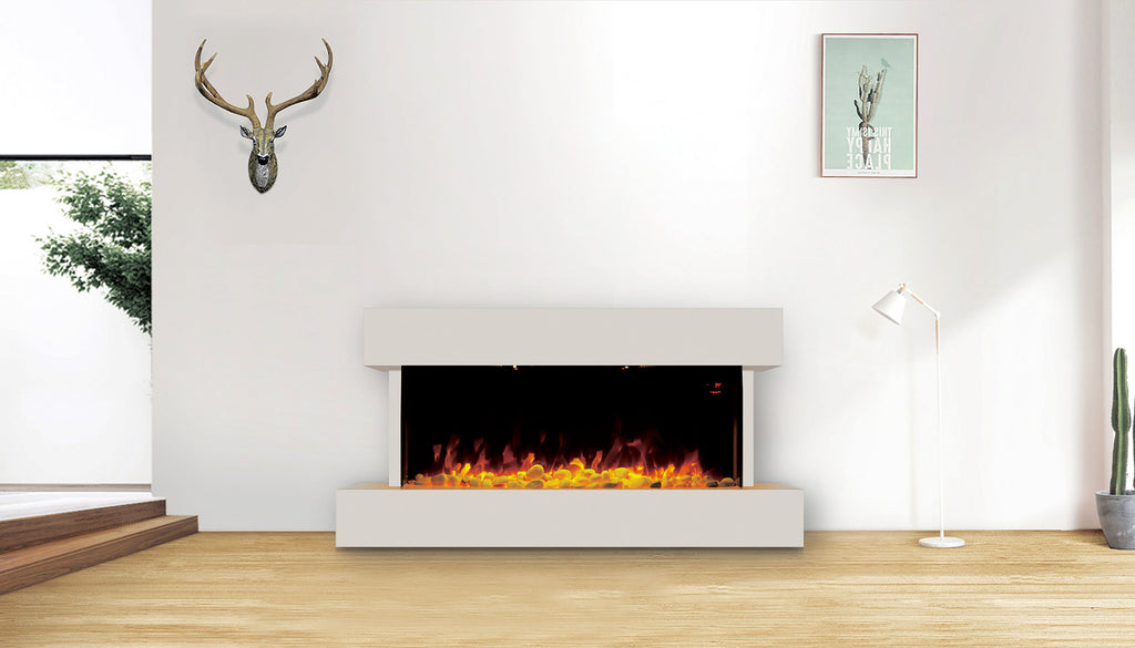 Devola 2kW Electric Fireplace Suite White 558x1170mm - DVWFS2000WH