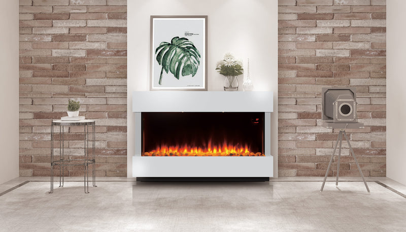 Devola 2kW Electric Fireplace Suite White 580x928mm - DVWFL2000WH